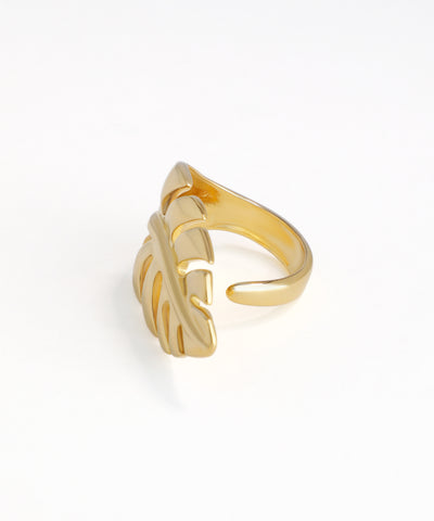 Bold Tropical Monstera Leaf Statement Ring | Stylika