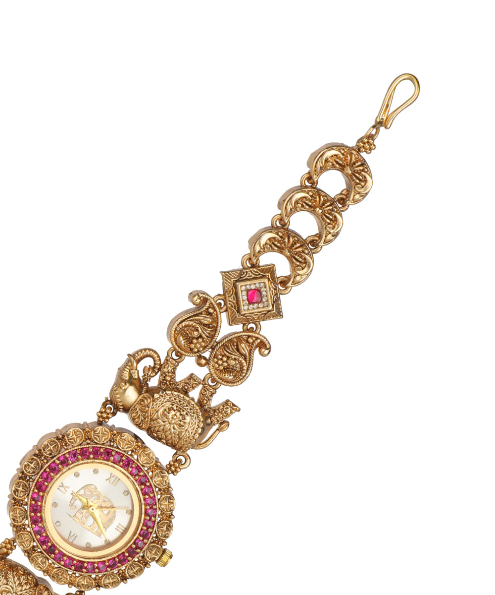 Elephant ratna Heritage Bracelet Watch (Ruby) | Stylika 
