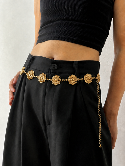 Delicate Floral Pattern Adjustable Waist Chain | Stylika