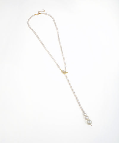 Y-Shaped Necklace with Floral Detail & Drop | Stylika