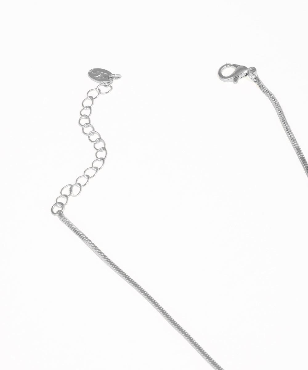 Delicate Hammered Cube Bead Snake Chain Necklace | Stylika
