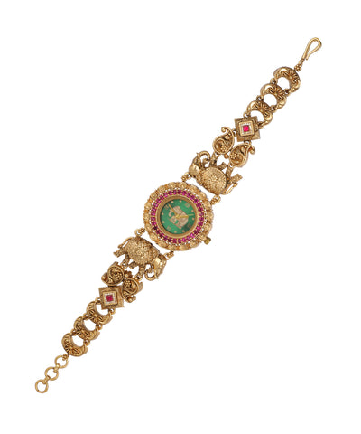 Elephant ratna Heritage Bracelet Watch (Green+Ruby) | Stylika 