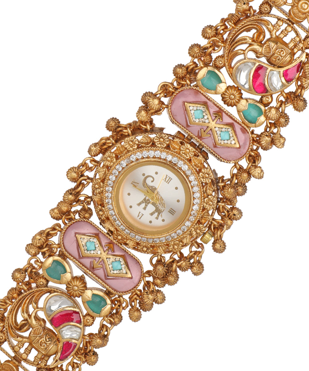 Royal Elephant Heritage Bracelet Watch (Pink+MInt) | Stylika 