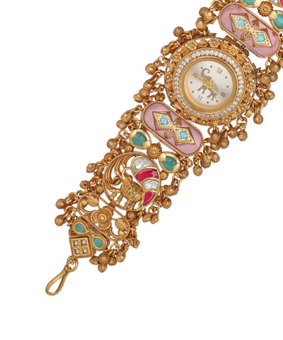 Royal Elephant Heritage Bracelet Watch (Pink+MInt) | Stylika 