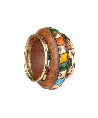 Bohemian Wooden Kada with Multi-Color Stack | Stylika