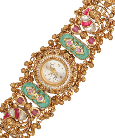 Royal Elephant Heritage Bracelet Watch (Mint+pink) | Stylika 