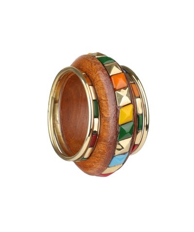 Bohemian Wooden Kada with Multi-Color Stack | Stylika