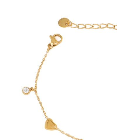 Dainty Heart & Round Stone Charm Bracelet | Stylika
