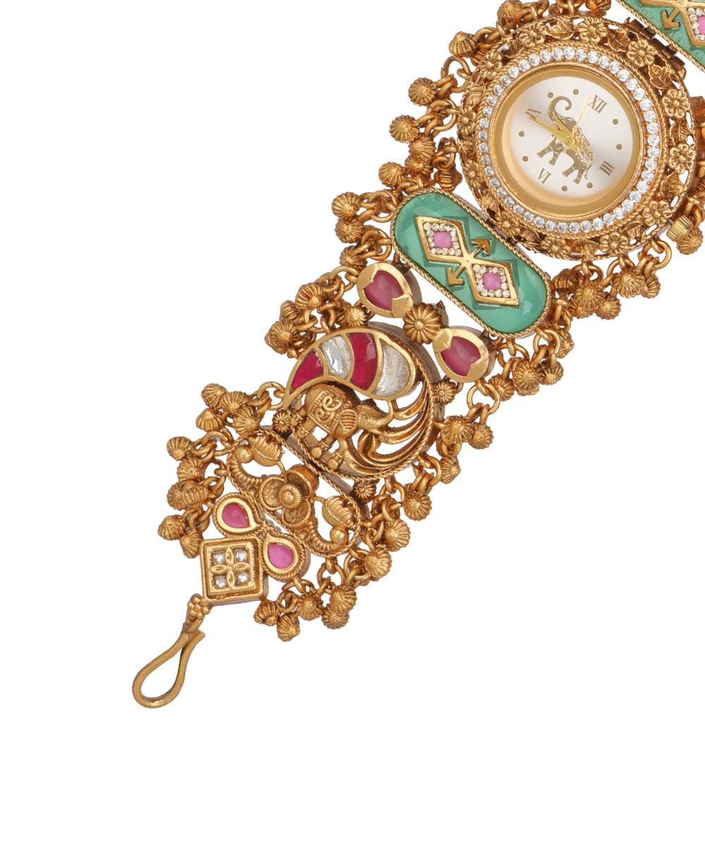 Royal Elephant Heritage Bracelet Watch (Mint+pink) | Stylika 