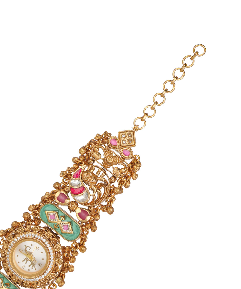 Royal Elephant Heritage Bracelet Watch (Mint+pink) | Stylika 