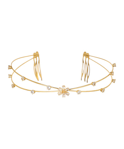 Double Band Floral Motif Tiara | Stylika