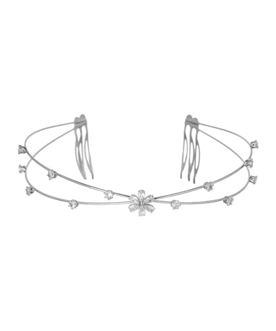 Double Band Floral Motif Tiara | Stylika