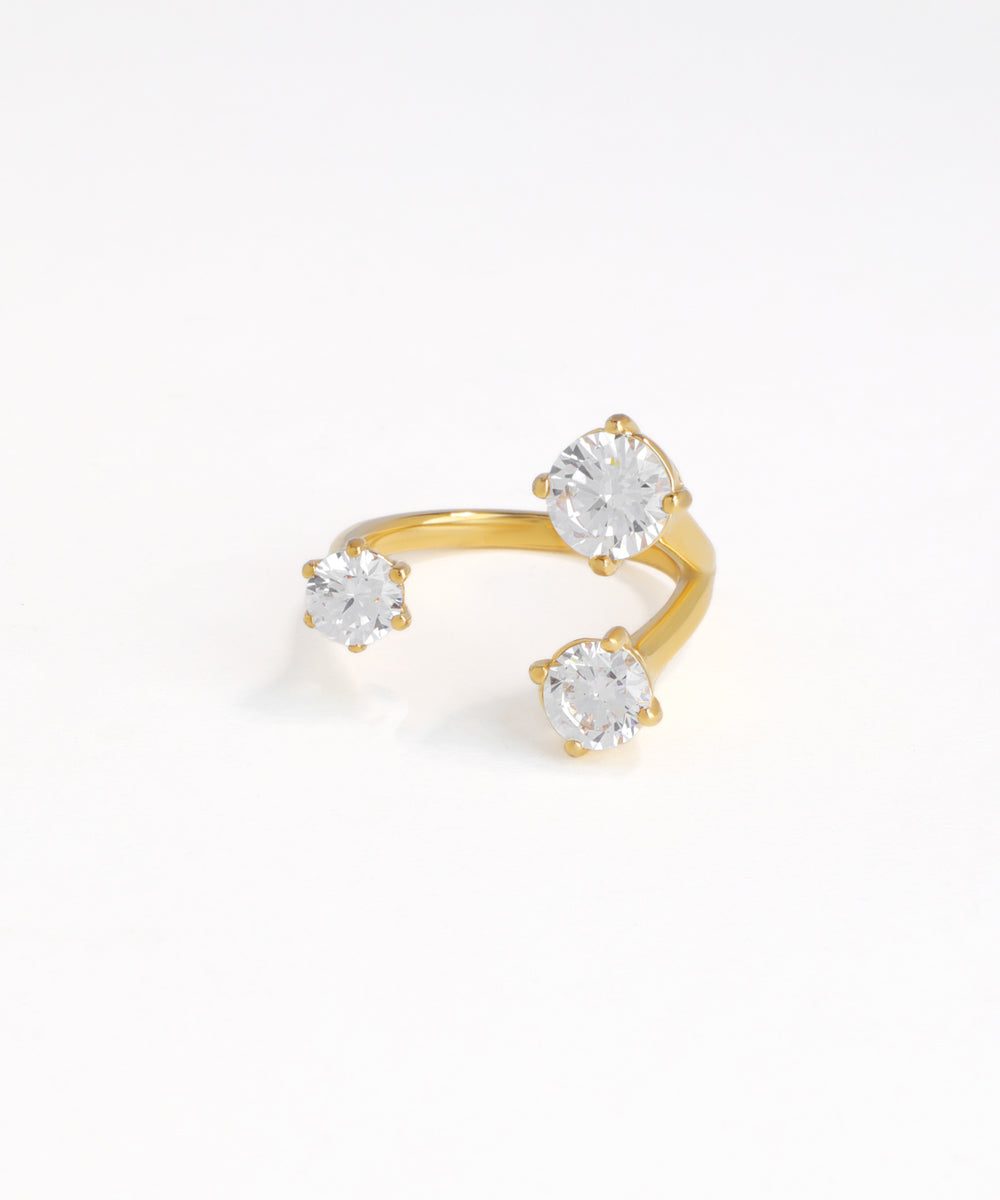 Contemporary Open Ring with Three Brilliant Stones | Stylika
