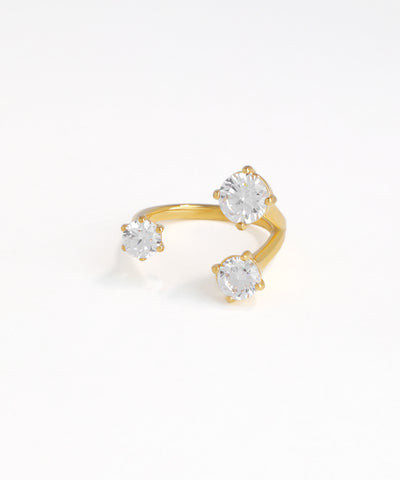 Contemporary Open Ring with Three Brilliant Stones | Stylika