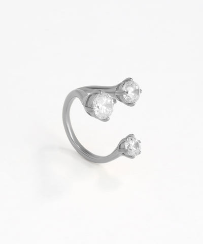 Contemporary Open Ring with Three Brilliant Stones | Stylika