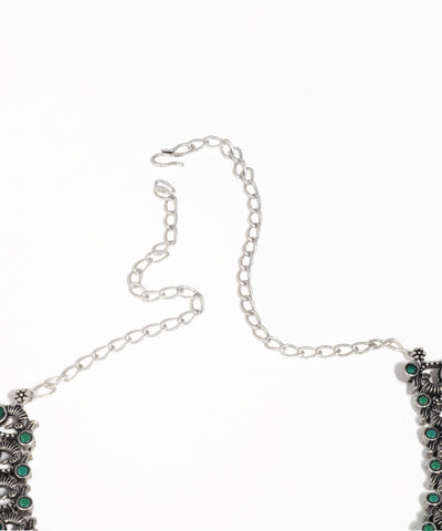 Indian ethnic peacock motif necklace set with colorful stones