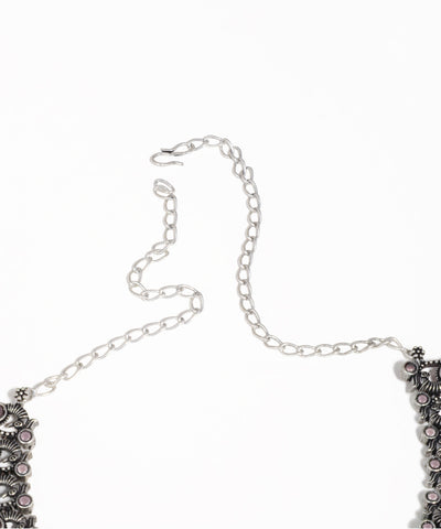 Colorful Stone Peacock Motif Oxidise Necklace Set | Stylika