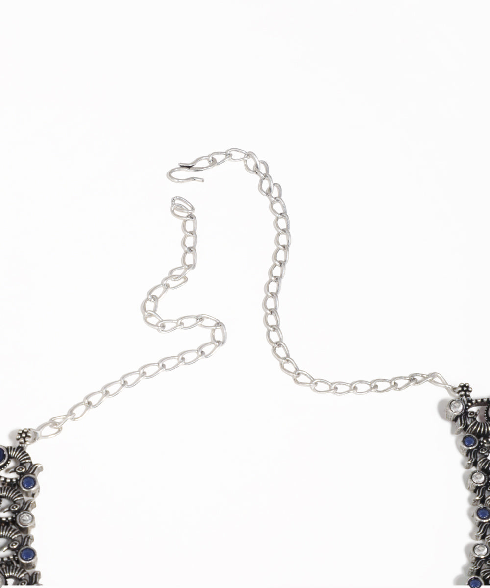 Colorful Stone Peacock Motif Oxidise Necklace Set | Stylika