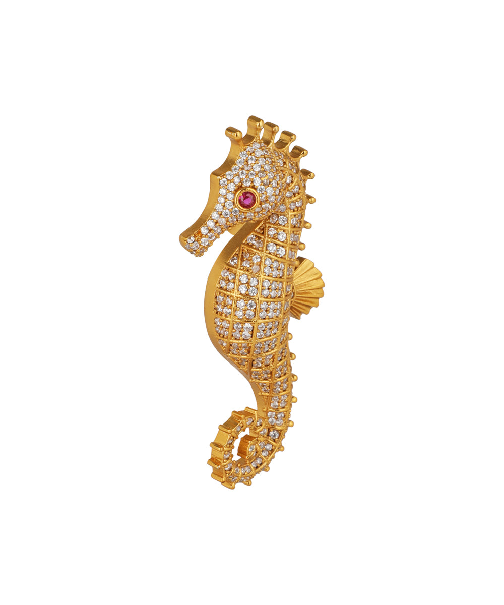 Seahorse Shaped Decorative Statement Brooch | Stylika