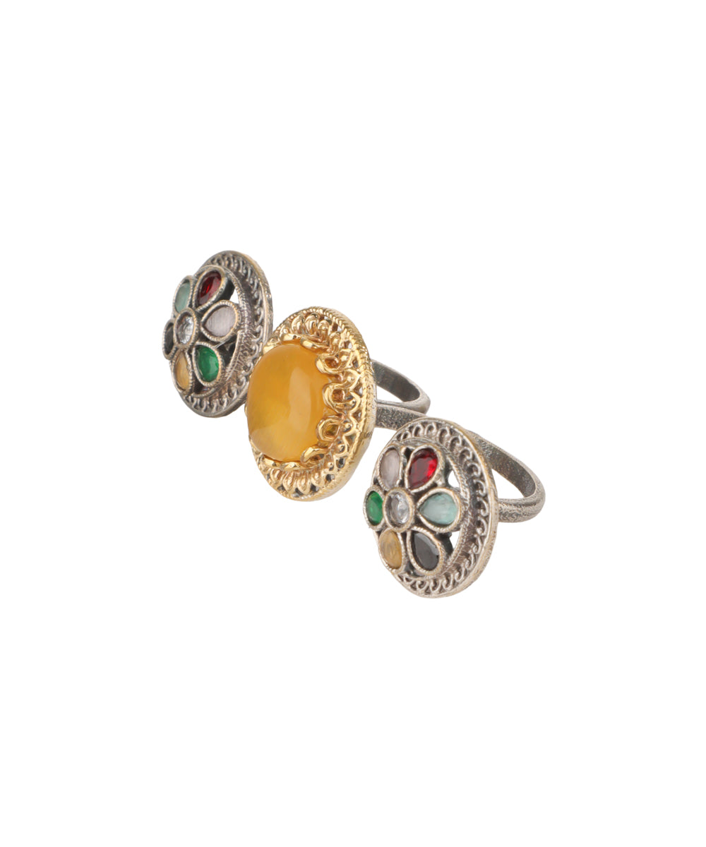 Cabochon Rosette Trio Ring | Stylika
