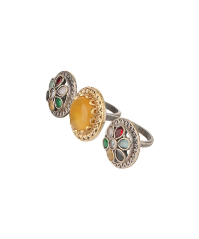 Cabochon Rosette Trio Ring | Stylika