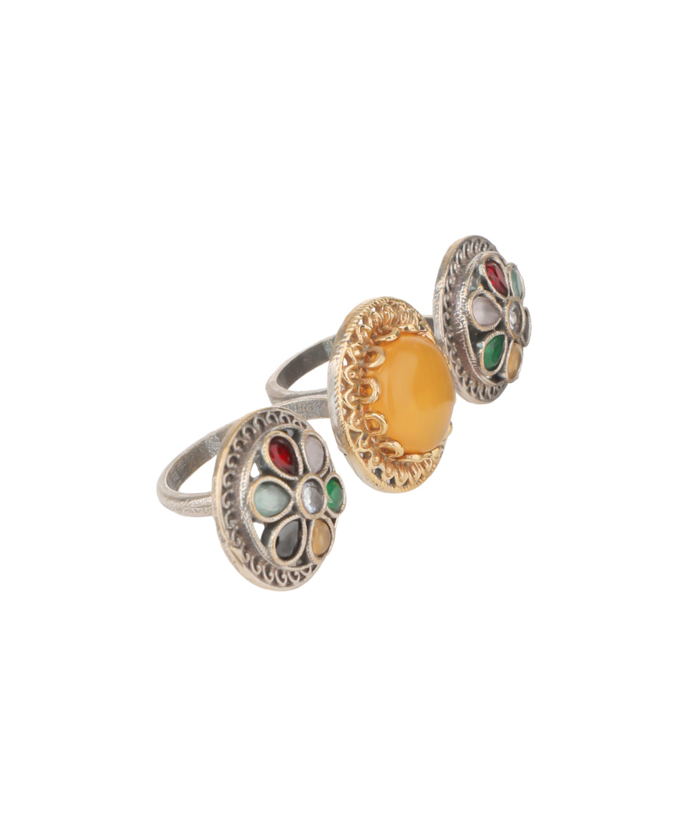 Cabochon Rosette Trio Ring | Stylika