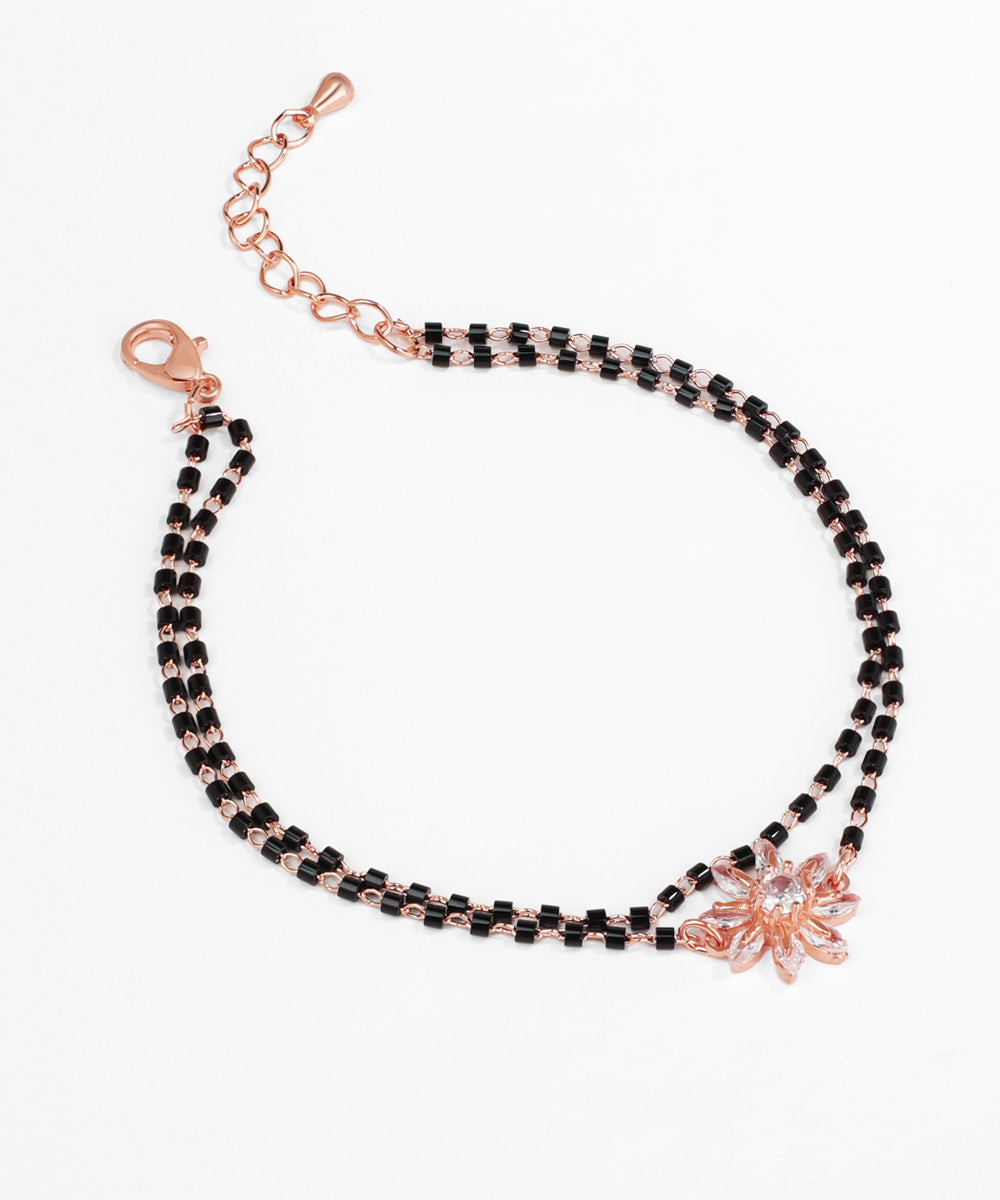 Floral Charm Double Strand Bracelet Mangalsutra | Stylika