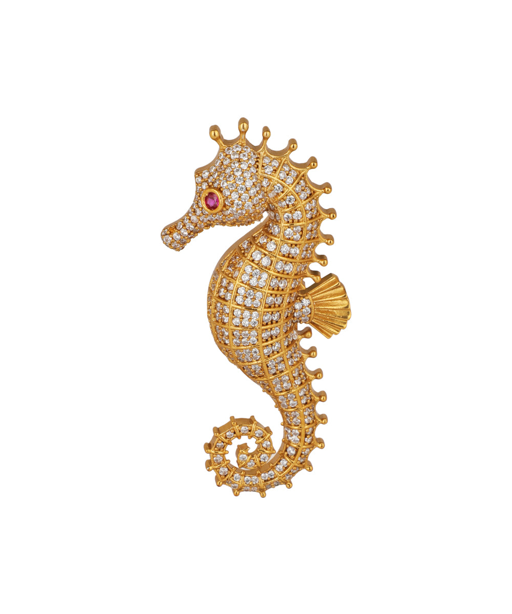 Seahorse Shaped Decorative Statement Brooch | Stylika