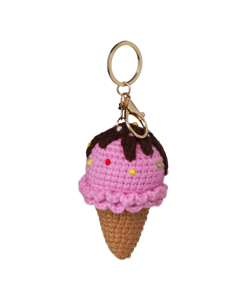 Strawberry Ice Cream Crochet Bag Charm | Stylika