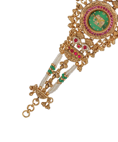 Vaidehi Regal Heritage Bracelet Watch (Green) | Stylika