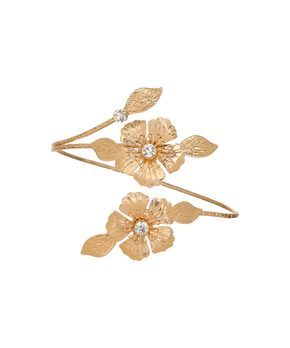 Floral And Gems Open Arm Cuff Accessory | Stylika