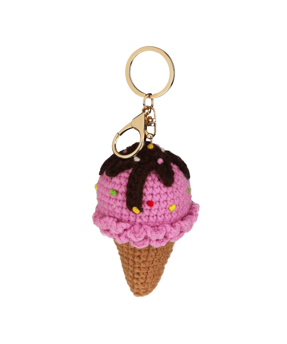 Strawberry Ice Cream Crochet Bag Charm | Stylika