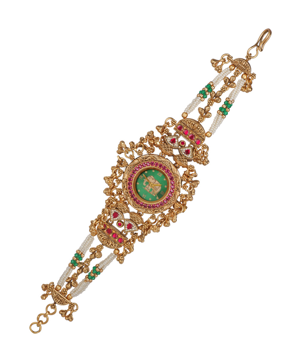 Vaidehi Regal Heritage Bracelet Watch (Green) | Stylika