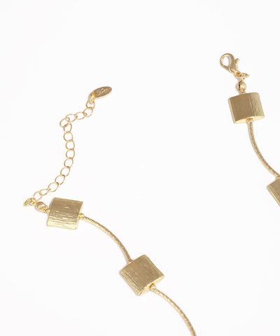 Geometric Textured Square Block Chain Necklace | Stylika