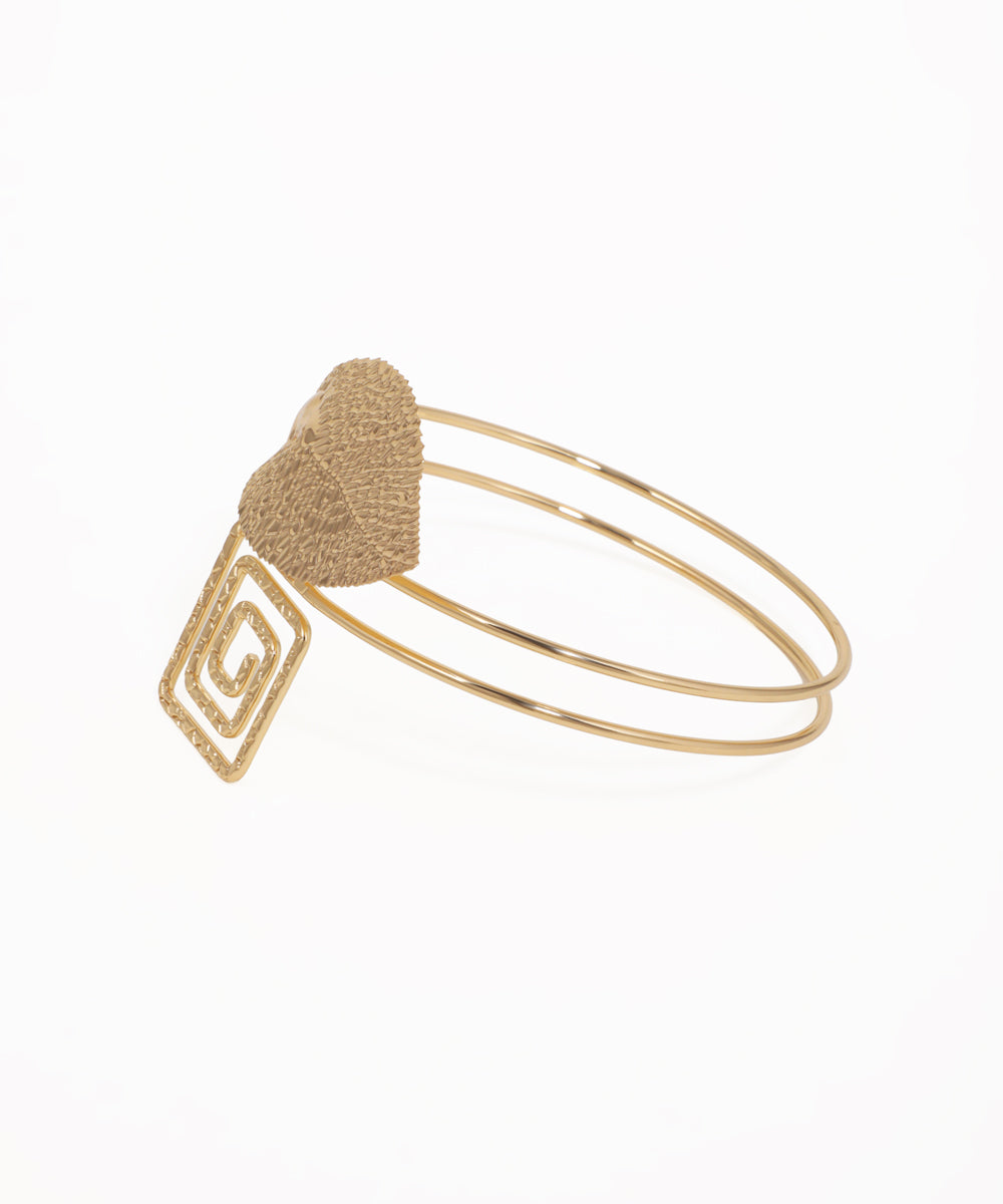 Statement Textured Leaf Geometric Arm Cuff | Stylika