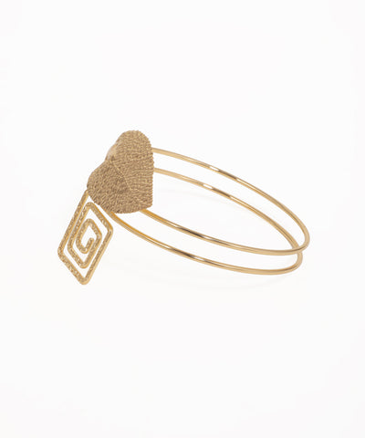 Statement Textured Leaf Geometric Arm Cuff | Stylika