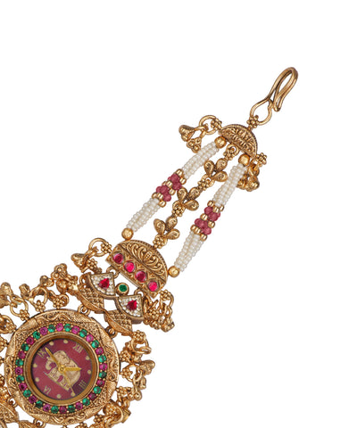 Vaidehi Regal Heritage Bracelet Watch (Ruby+Green) | Stylika