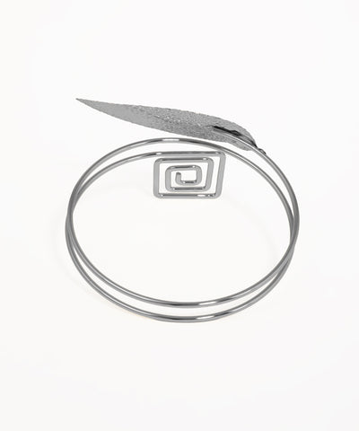 Statement Textured Leaf Geometric Arm Cuff | Stylika