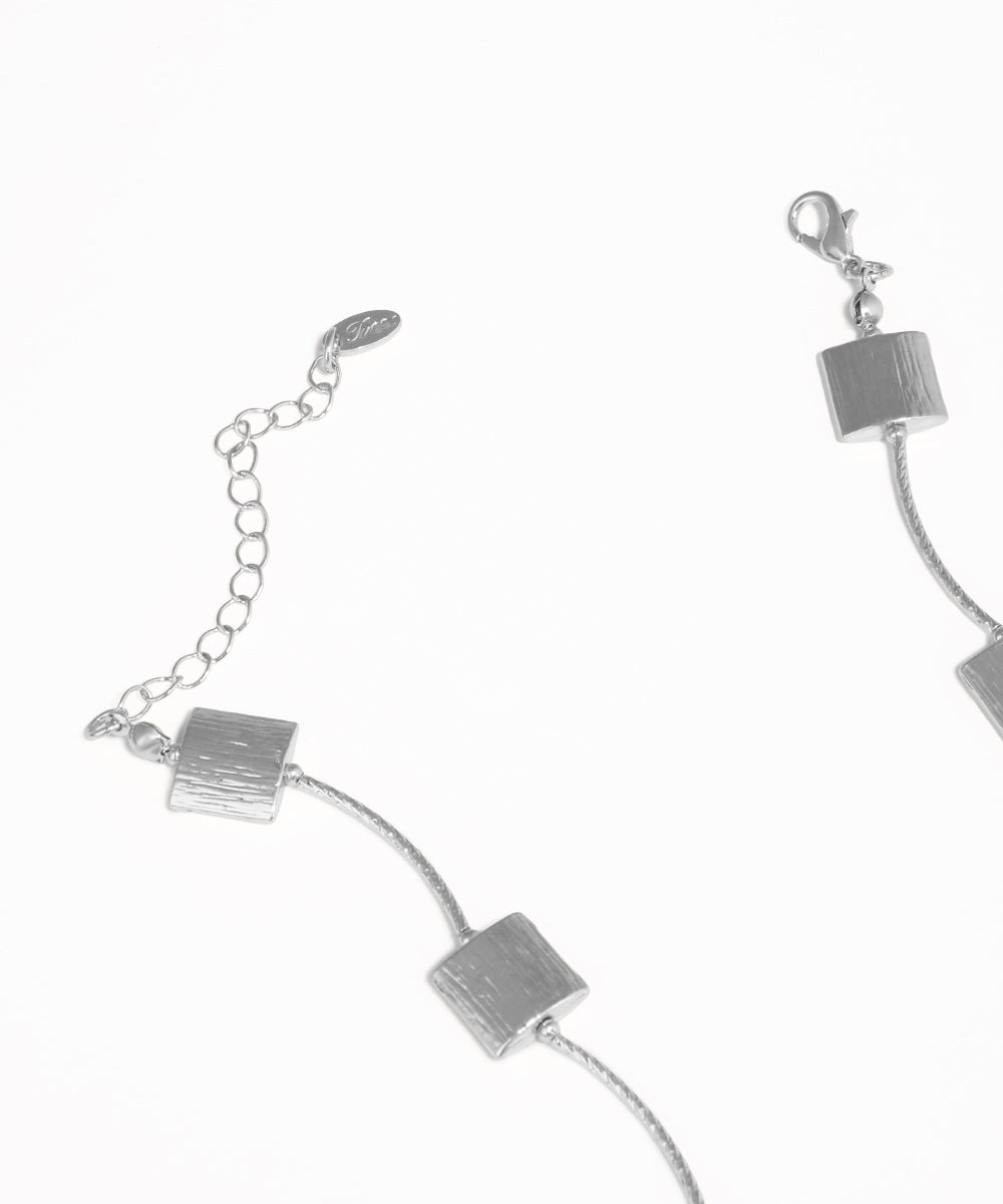 Geometric Textured Square Block Chain Necklace | Stylika