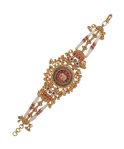 Vaidehi Regal Heritage Bracelet Watch (Ruby+Green) | Stylika
