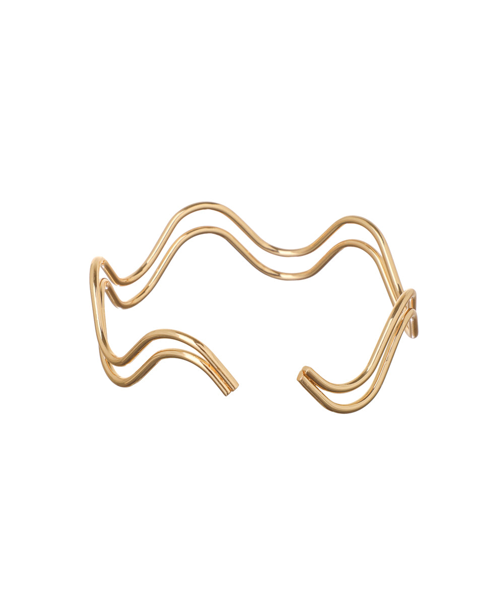 Contemporary Sculptural Wavy Contour Open Arm Cuff | Stylika