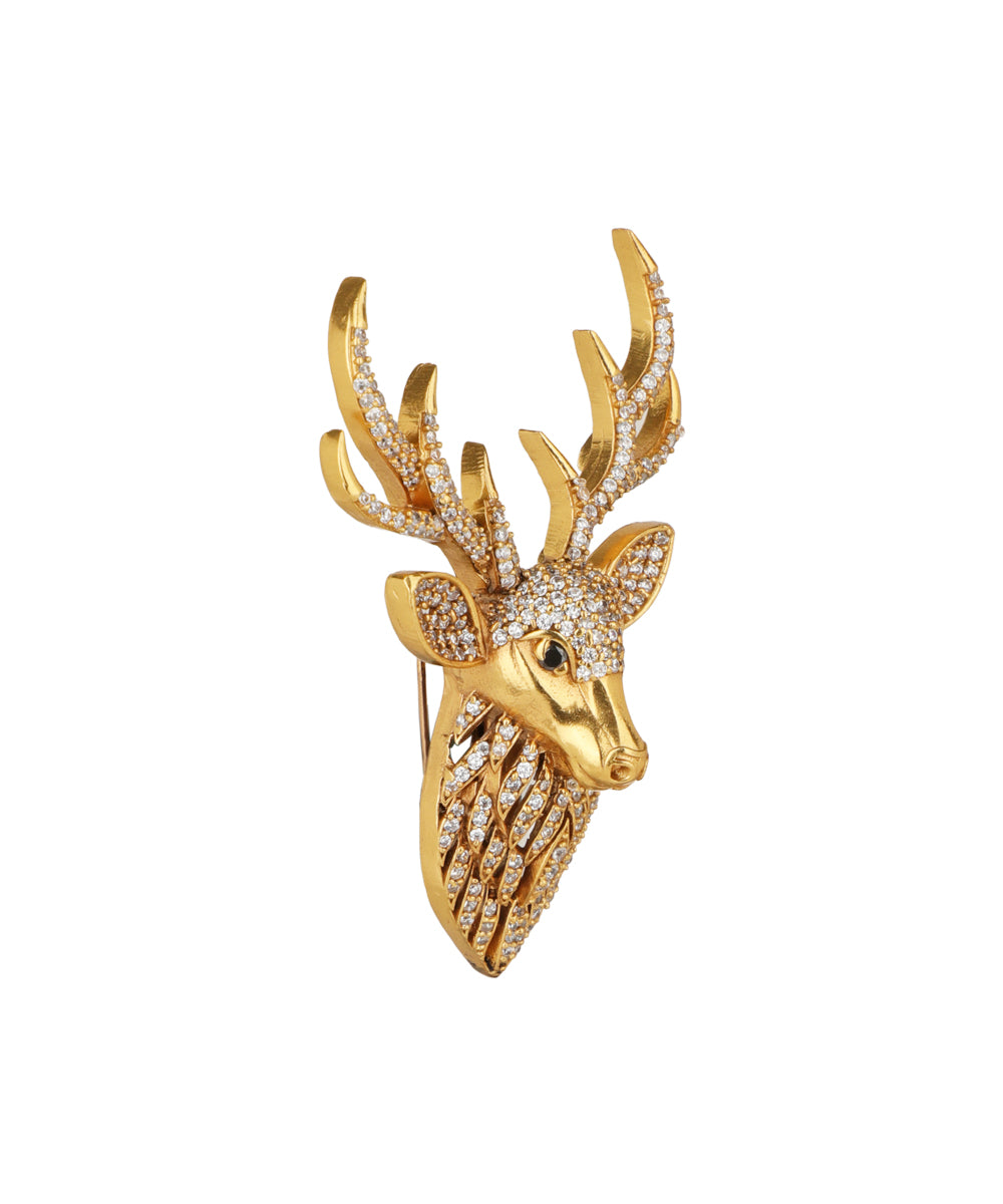 Stag Motif Crystal Studded Brooch | Stylika