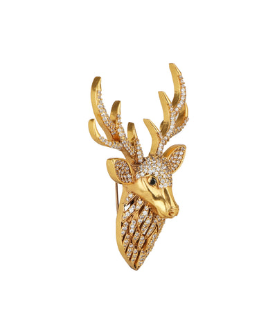 Stag Motif Crystal Studded Brooch | Stylika