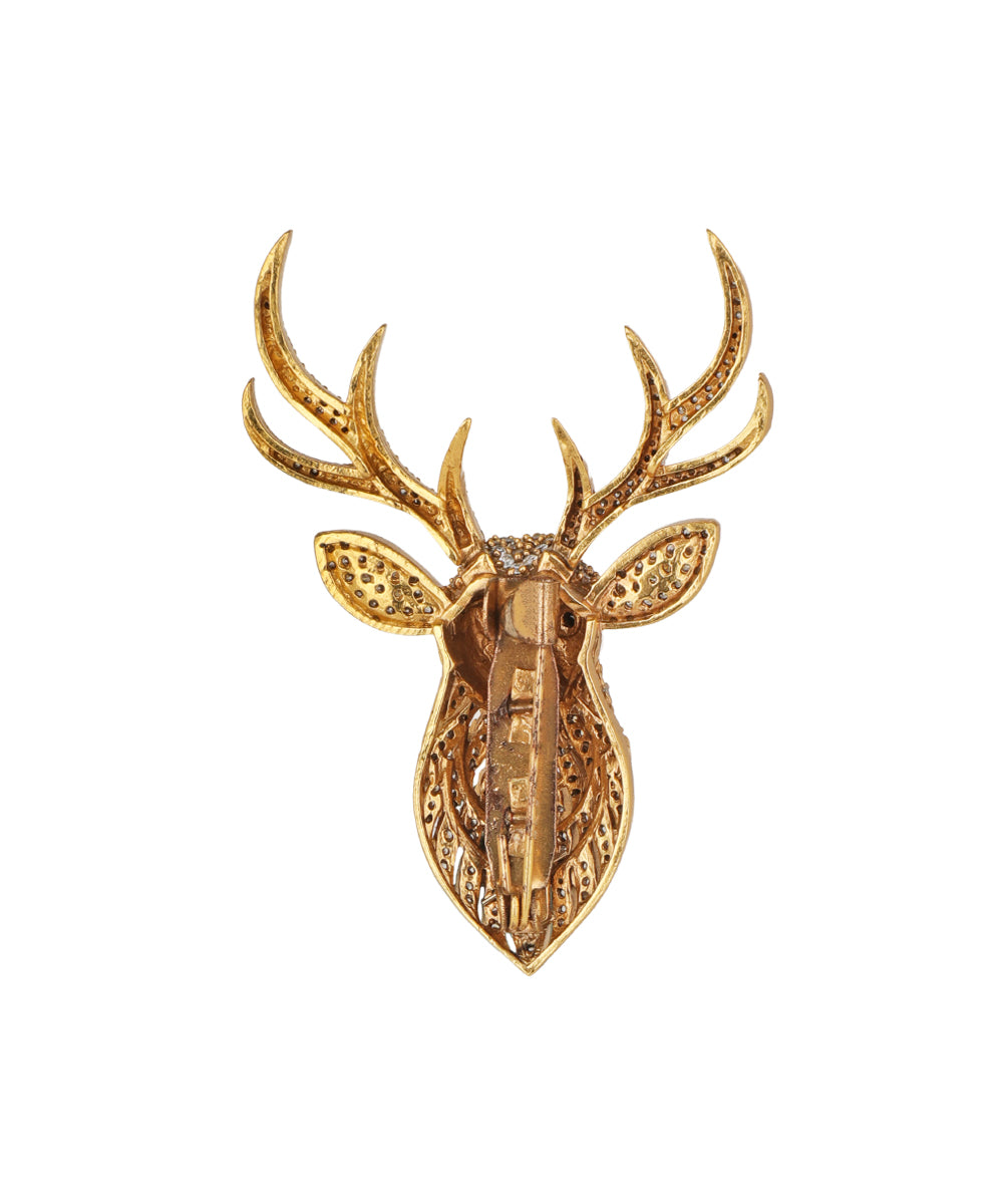 Stag Motif Crystal Studded Brooch | Stylika