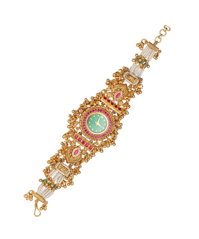 Heritage Bracelet Watch with decorative stone floral motifs