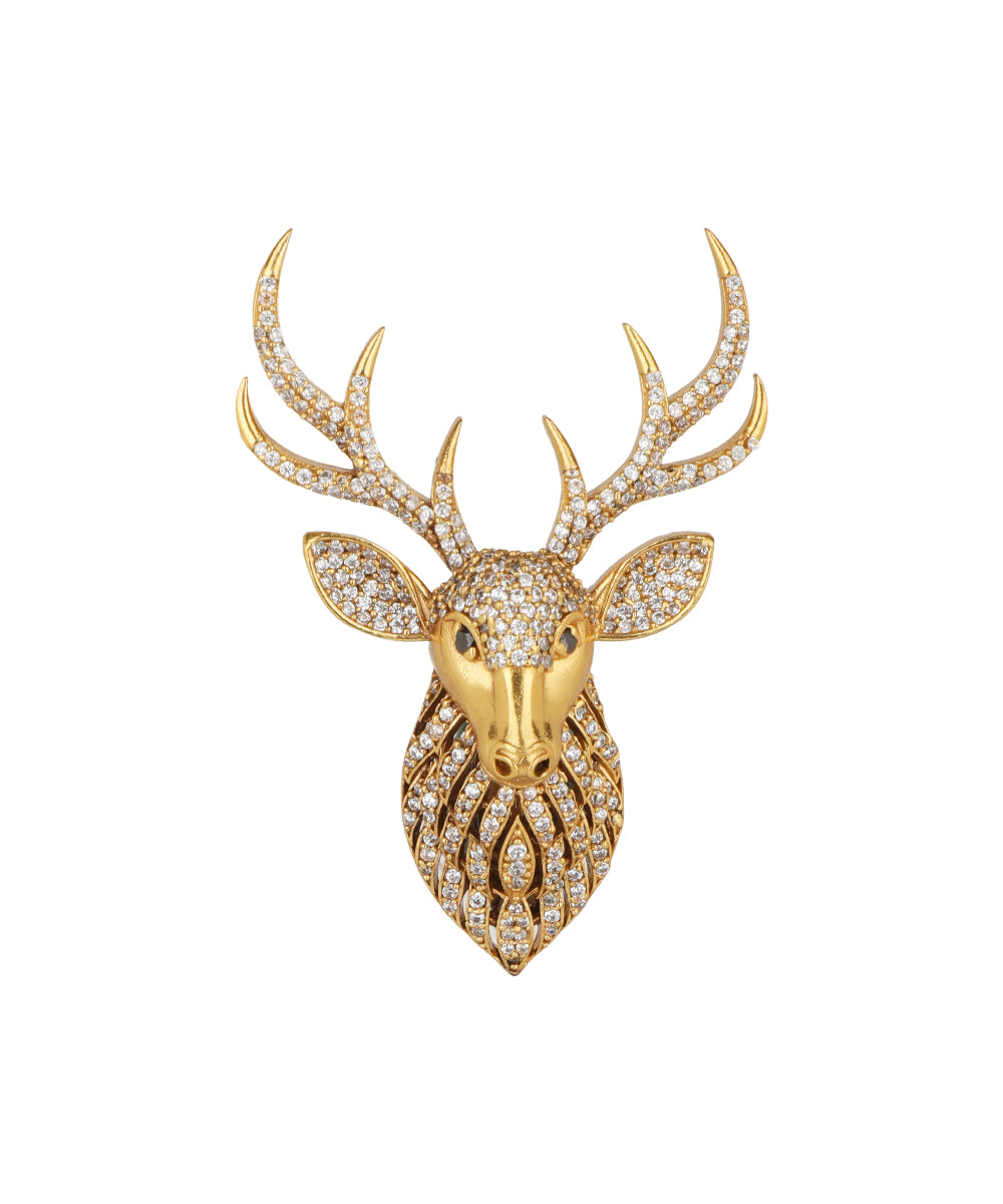 Stag Motif Crystal Studded Brooch | Stylika