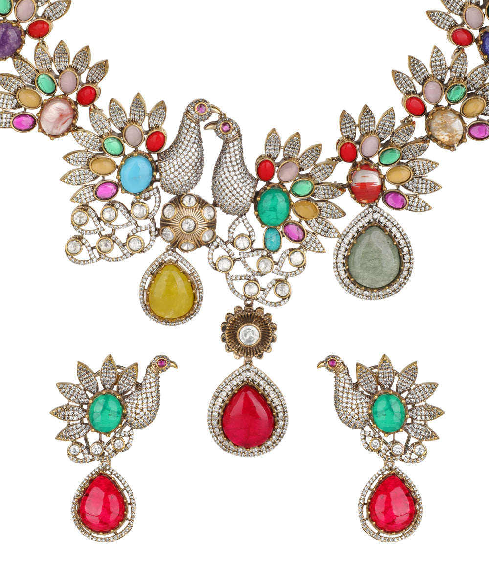 Statement necklace with a wide, arched silhouette
