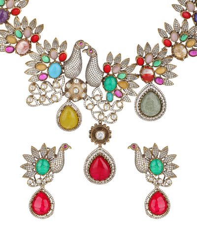 Statement necklace with a wide, arched silhouette
