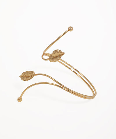 Modern Botanical Leaf Detail Wraparound Arm Cuff | Stylika