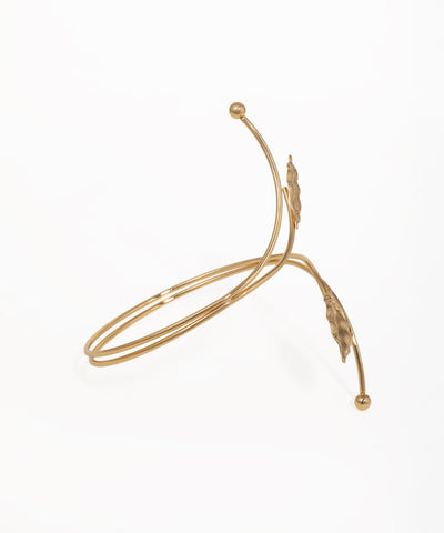 Modern Botanical Leaf Detail Wraparound Arm Cuff | Stylika
